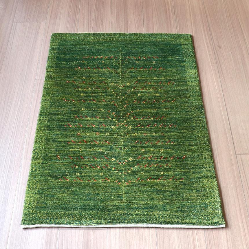 イラン産手織りギャッベ　バナフシェ 99x64cm 明るいグリーン　生命の木 | ブランド登録なし