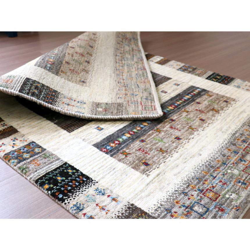 ギャッベ　タビーバフ Gabbeh Tabiibaft 133x86cm 無染色ナチュラルグレー　織りの細かなギャッベ | ブランド登録なし | 07