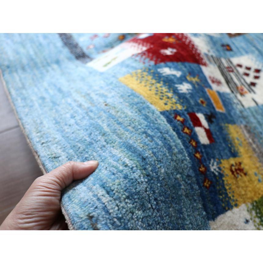 Gabbeh Nowbaft ノウバフト/ギャッベ 200x151cm 明るい水色　ランダムなモザイクデザイン | ブランド登録なし | 13