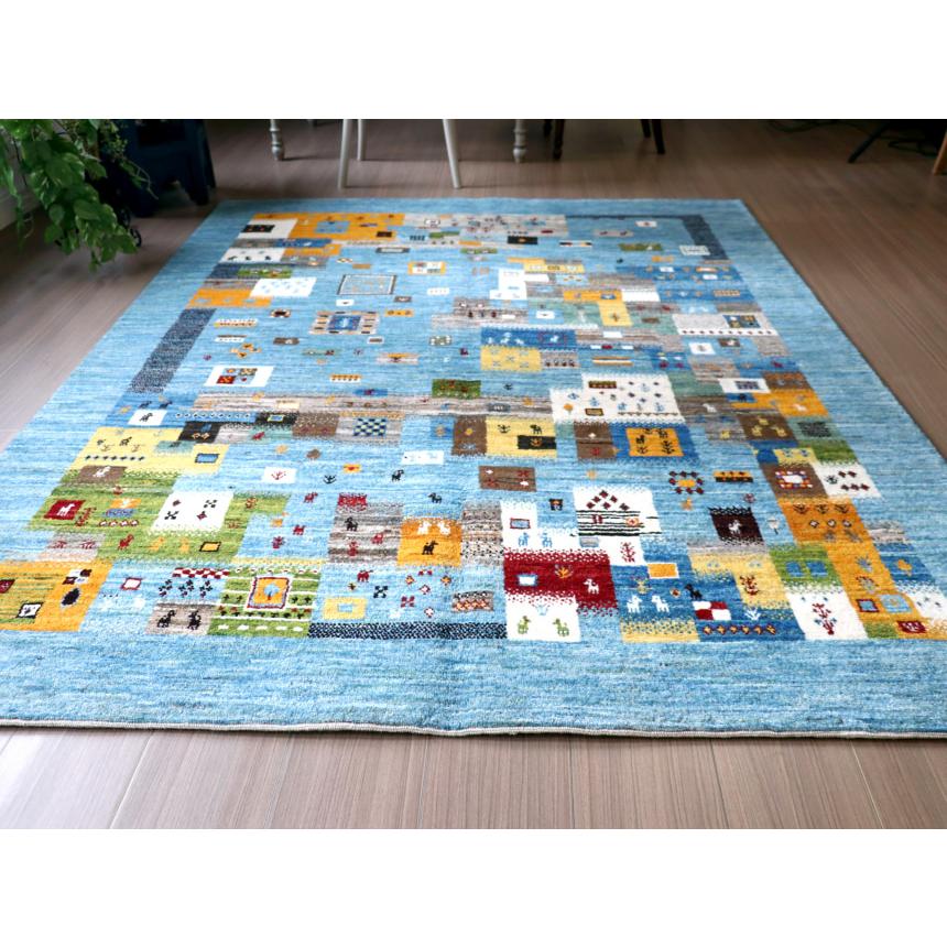 Gabbeh Nowbaft ノウバフト/ギャッベ 200x151cm 明るい水色　ランダムなモザイクデザイン | ブランド登録なし | 06