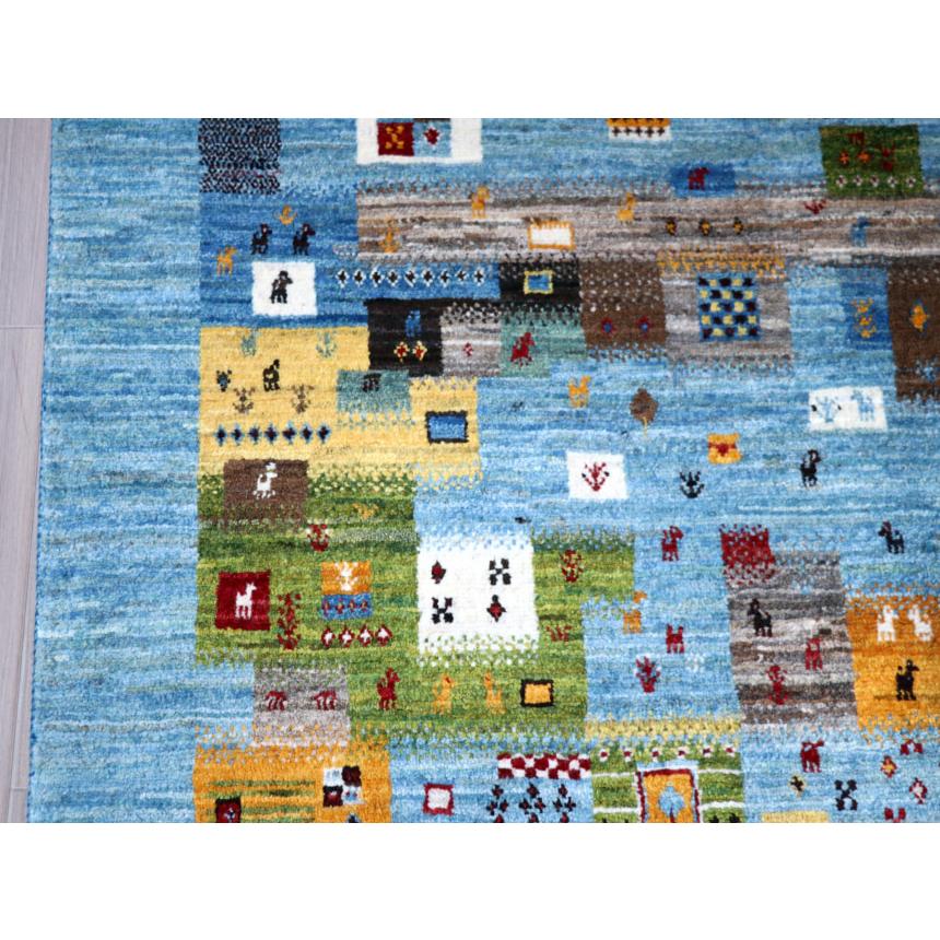 Gabbeh Nowbaft ノウバフト/ギャッベ 200x151cm 明るい水色　ランダムなモザイクデザイン | ブランド登録なし | 07