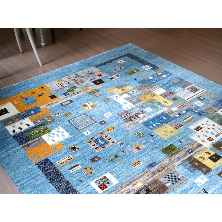 Gabbeh Nowbaft ノウバフト/ギャッベ 200x151cm 明るい水色　ランダムなモザイクデザイン | ブランド登録なし | 08