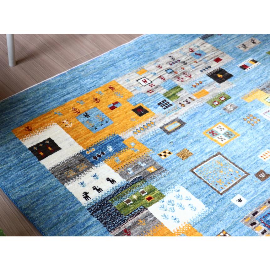 Gabbeh Nowbaft ノウバフト/ギャッベ 200x151cm 明るい水色　ランダムなモザイクデザイン | ブランド登録なし | 09