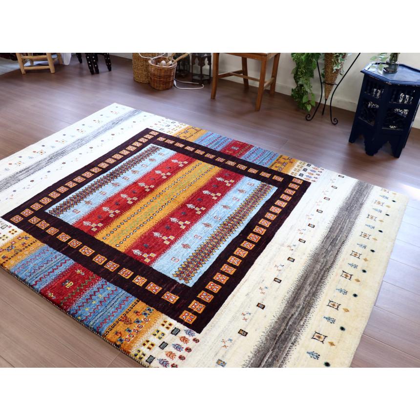 ギャッベ　ノウバフト Gabbeh Nowbaft 213x151cm モダンデザイン　カラフル　ストライプ | ブランド登録なし | 06