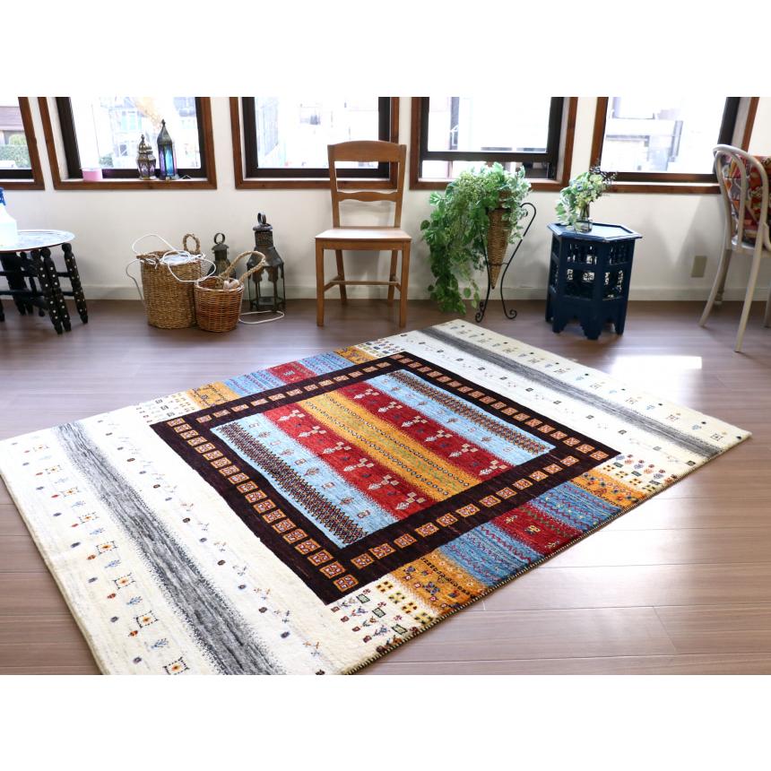 ギャッベ　ノウバフト Gabbeh Nowbaft 213x151cm モダンデザイン　カラフル　ストライプ | ブランド登録なし | 08