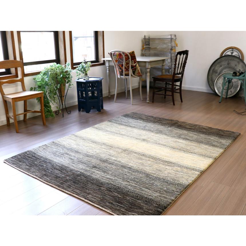 ギャッベ　タビーバフ Gabbeh Tabiibaft 206x157cm 無染色ナチュラルグレー　グラデーション | ブランド登録なし | 01
