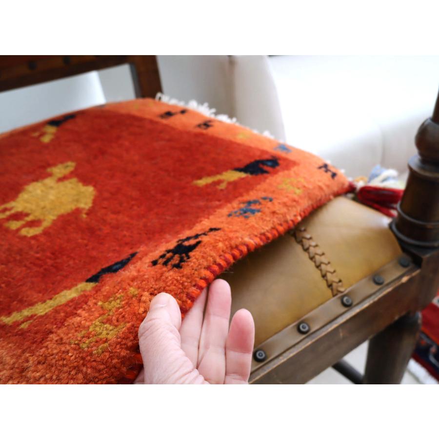 ギャッベ　イラン 手織り 40x40cm ラクダ　オレンジ | ブランド登録なし | 03