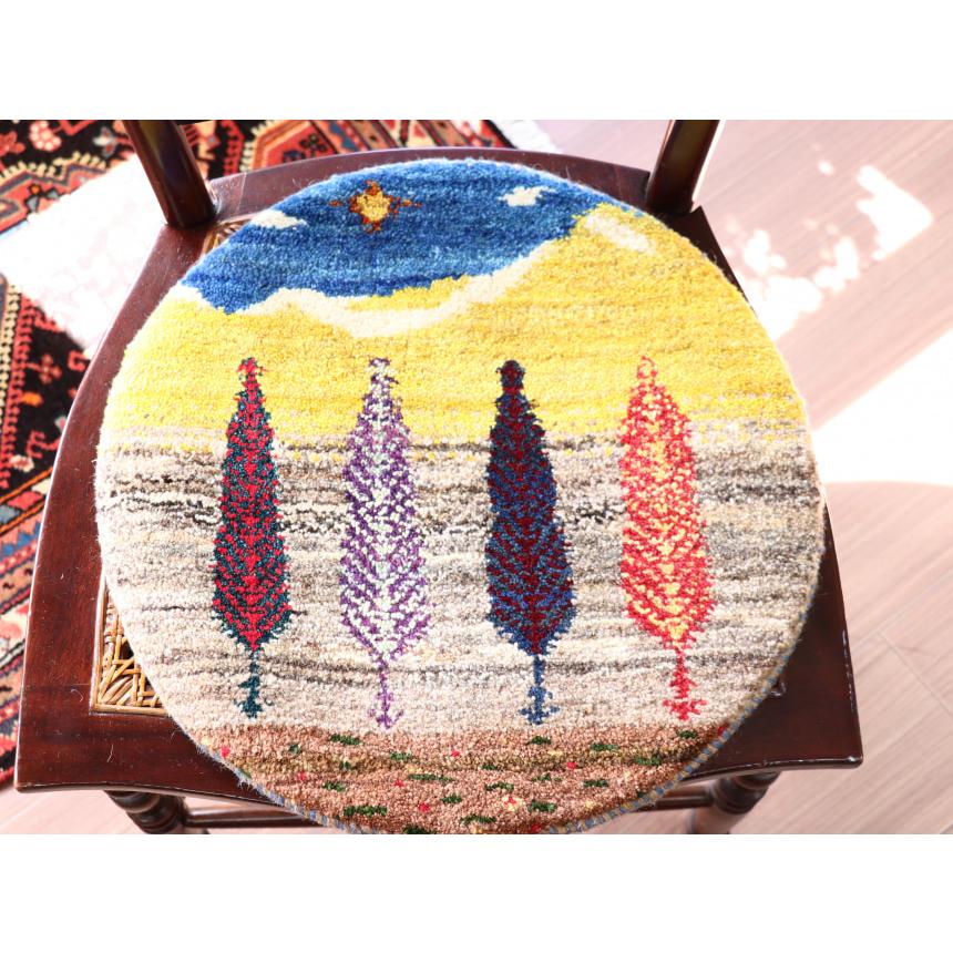 ギャッベ 円形　イラン産手織りギャベ 41x41cm イトスギのある風景 |  | 02
