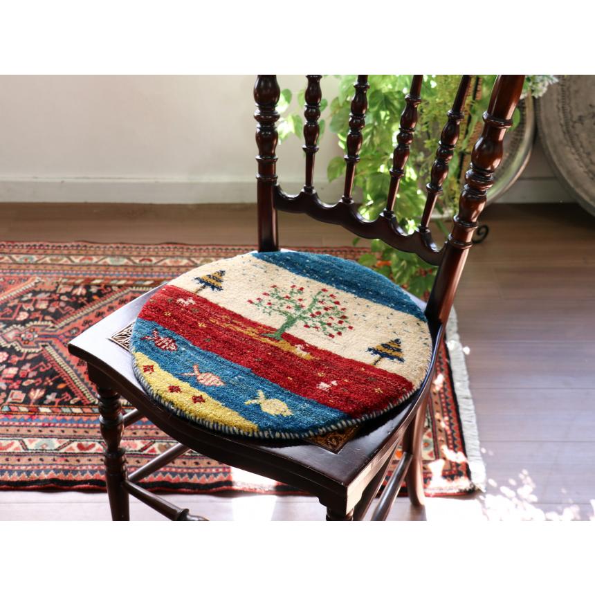 ギャッベ 円形　イラン産手織りギャベ 41x41cm 生命の樹のある風景 |  | 01