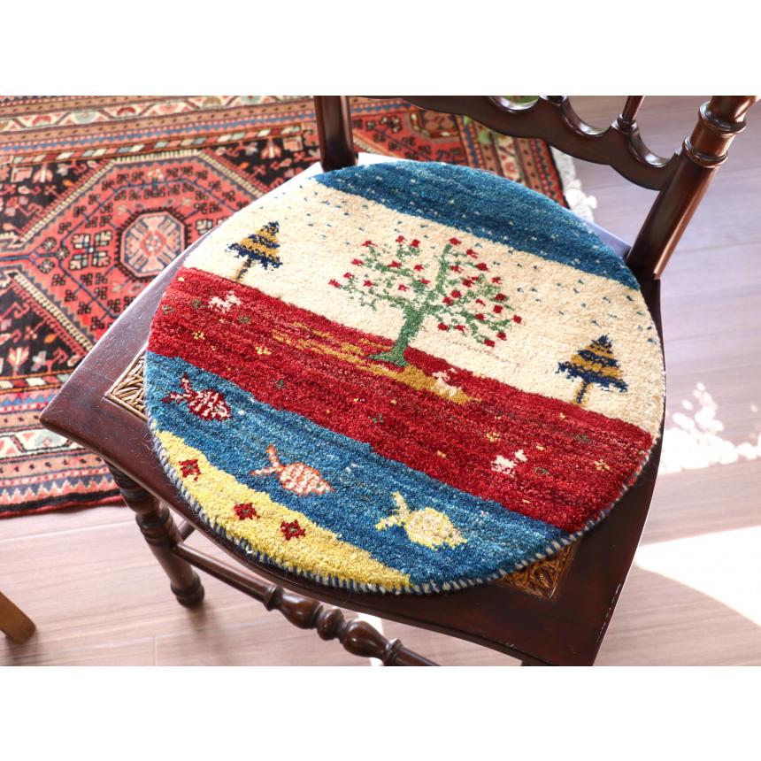 ギャッベ 円形　イラン産手織りギャベ 41x41cm 生命の樹のある風景 |  | 02