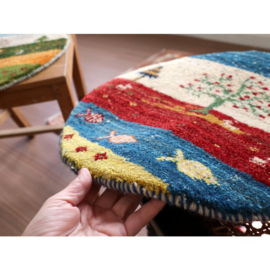 ギャッベ 円形　イラン産手織りギャベ 41x41cm 生命の樹のある風景 |  | 03