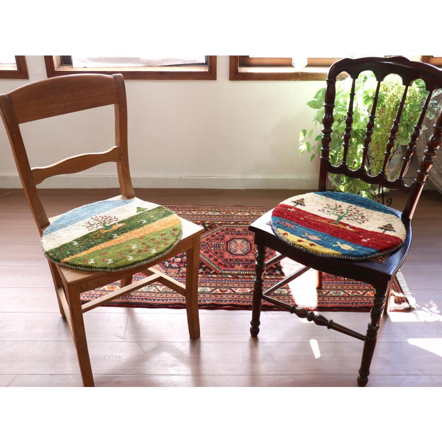 ギャッベ 円形　イラン産手織りギャベ 41x41cm 生命の樹のある風景 |  | 04