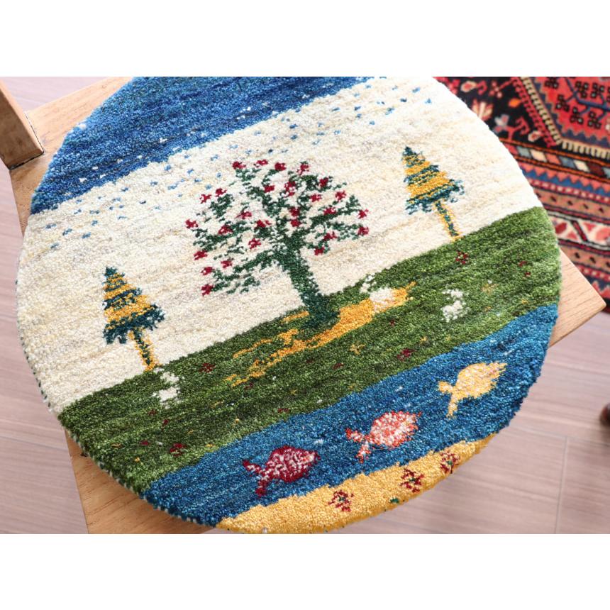 ギャッベ 円形　イラン産手織りギャベ 43x43cm 生命の樹のある風景 |  | 02