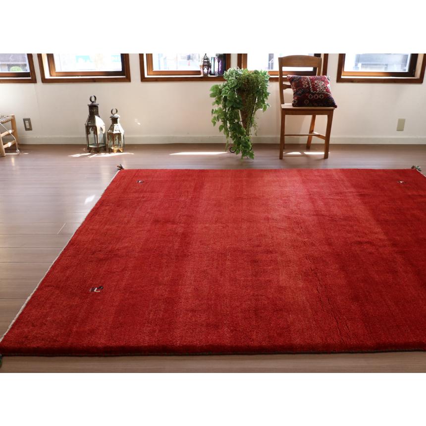 ギャッベ イラン産 手織り 237x202cm レッド　グラデーション　シンプル　無地 | ブランド登録なし | 04