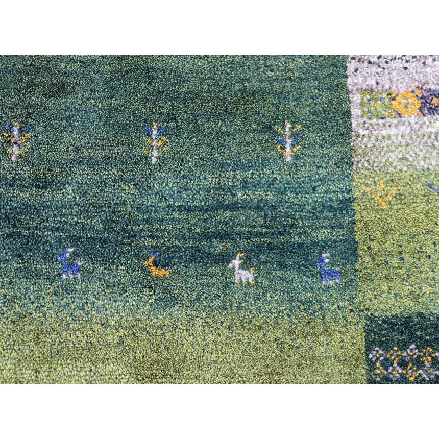 ギャッベ イラン産 手織り 240x198cm グリーン　ベージュグラデーションのボーダー | ブランド登録なし | 06