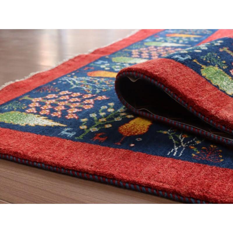 ギャッベ イラン産 手織り 203x152cm 糸杉の樹 レッド&ブルー | ブランド登録なし | 07