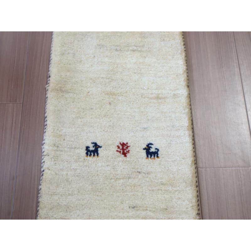 ギャッベ イラン産 手織り 113x40cm ナチュラルアイボリー　ランナー |  | 02