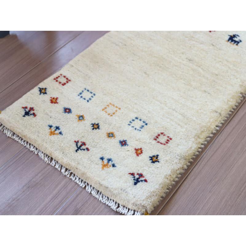 ギャッベ イラン産 手織り 113x40cm ナチュラルアイボリー　ランナー |  | 03