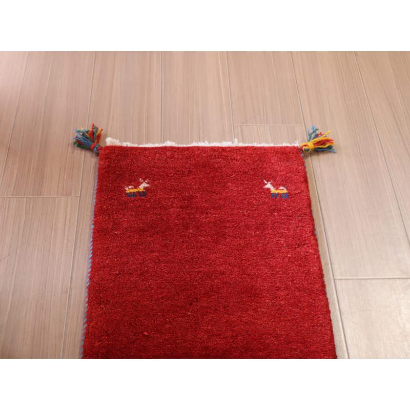 ギャッベ カシュカイ族の手織りラグ 120x40cm レッド　ランナー　無地　シンプル |  | 02