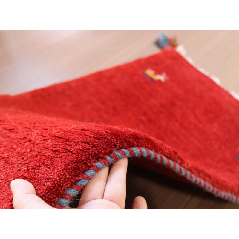 ギャッベ カシュカイ族の手織りラグ 120x40cm レッド　ランナー　無地　シンプル |  | 04