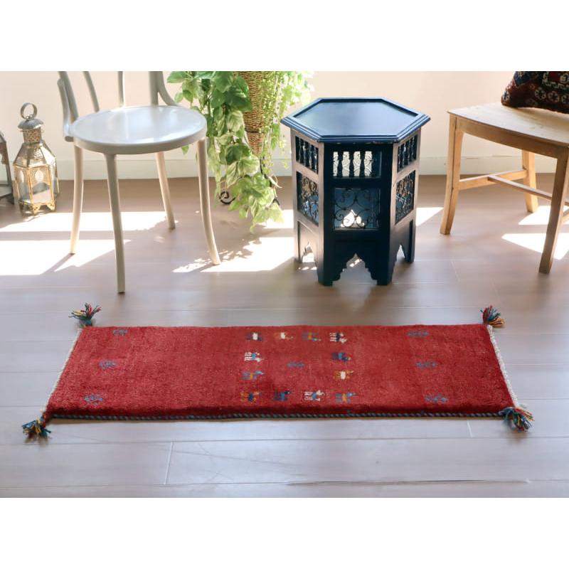 ギャッベ　イラン　細長ランナー 116x40cm レッド　動物モチーフ |  | 01