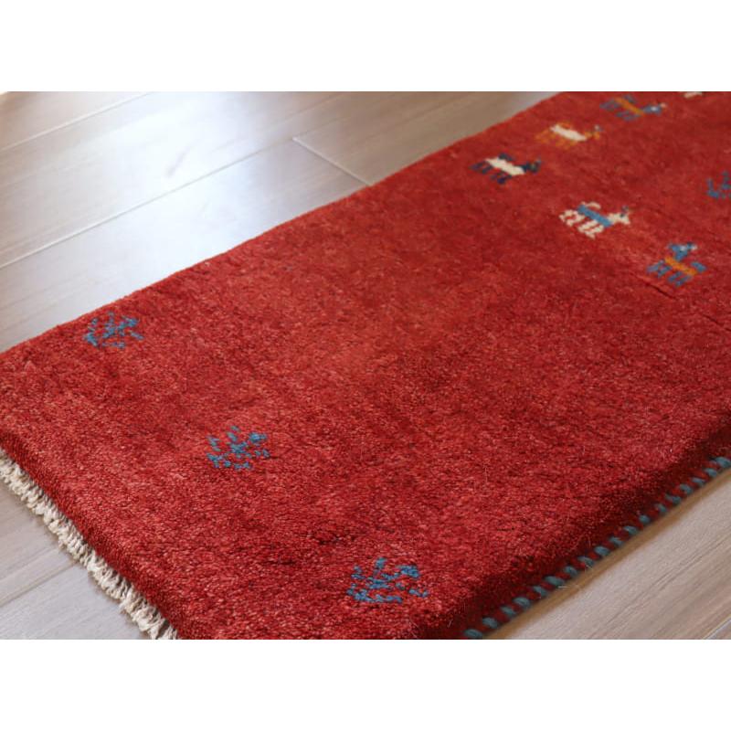 ギャッベ　イラン　細長ランナー 116x40cm レッド　動物モチーフ |  | 03