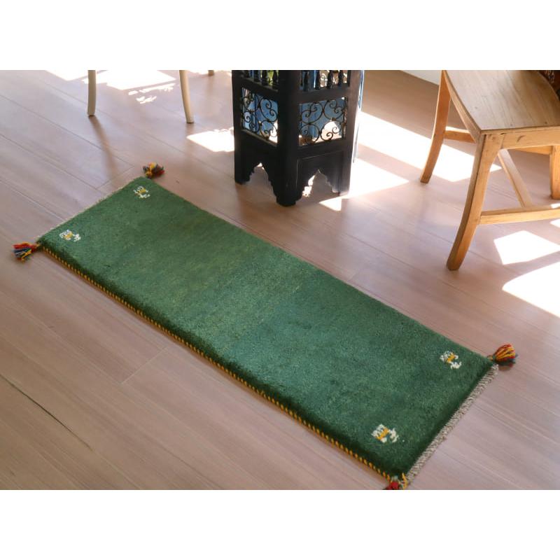 ギャッベ イラン産 手織り 117x40cm 細長ランナー　無地　シンプル |  | 03