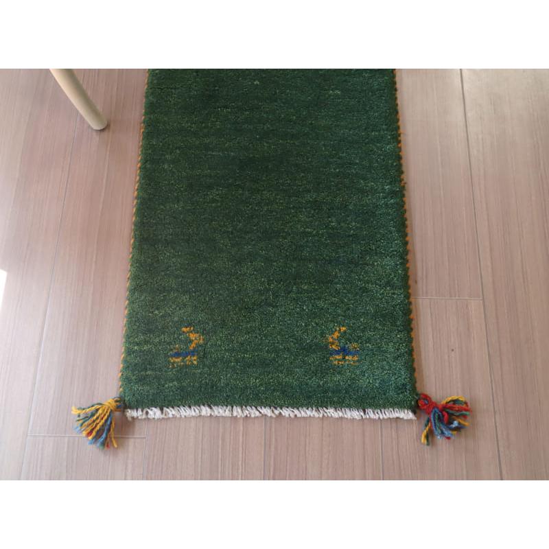 ギャッベ ミニランナー 120x40cm 明るいグリーン　シンプル無地 |  | 03