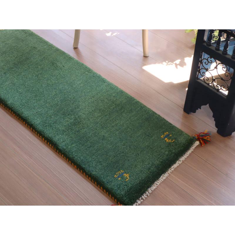 ギャッベ ミニランナー 120x40cm 明るいグリーン　シンプル無地 |  | 04