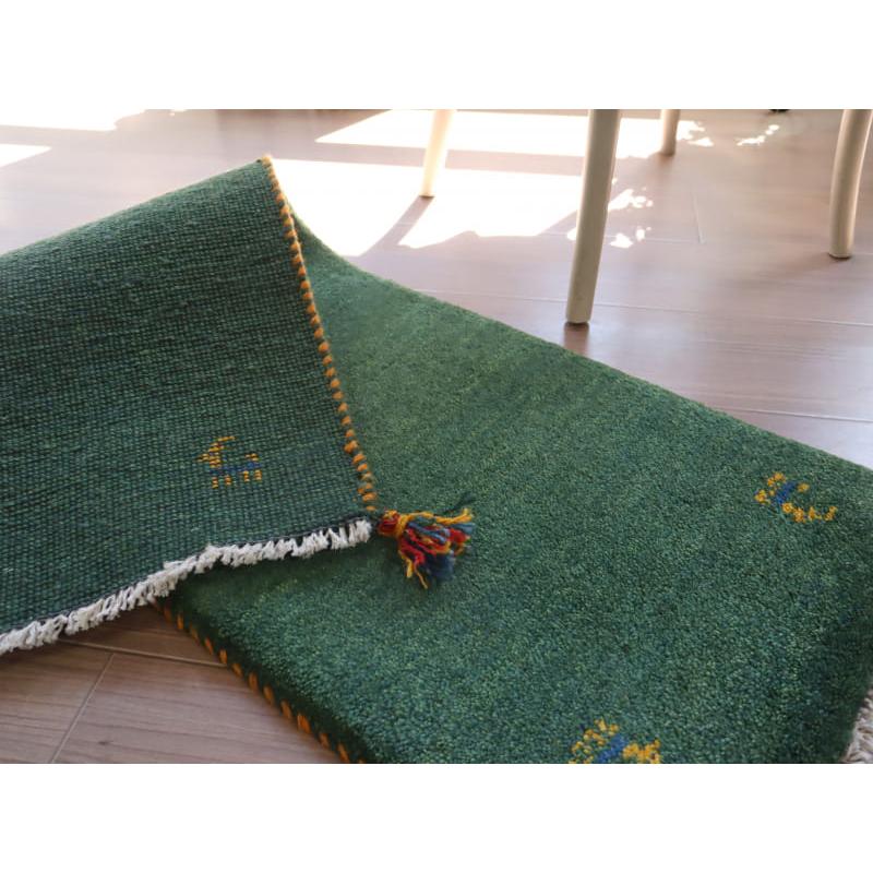 ギャッベ ミニランナー 120x40cm 明るいグリーン　シンプル無地 |  | 05