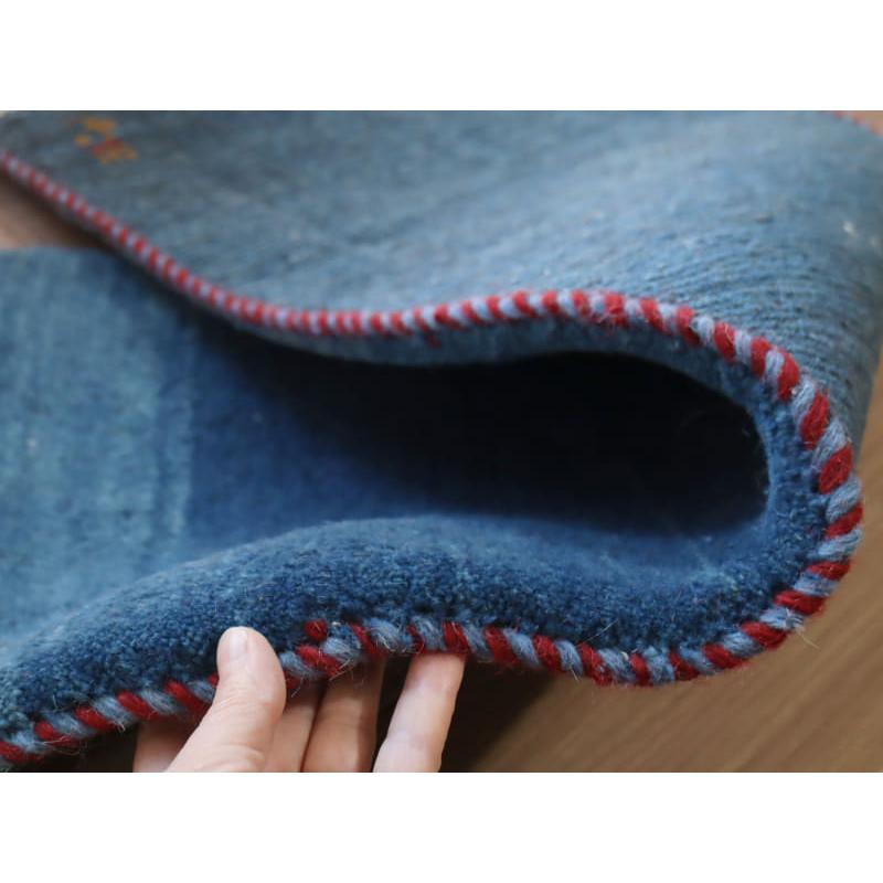 ギャッベ イラン産 手織り 115x42cm ブルーグラデーション　シンプル　無地 |  | 05