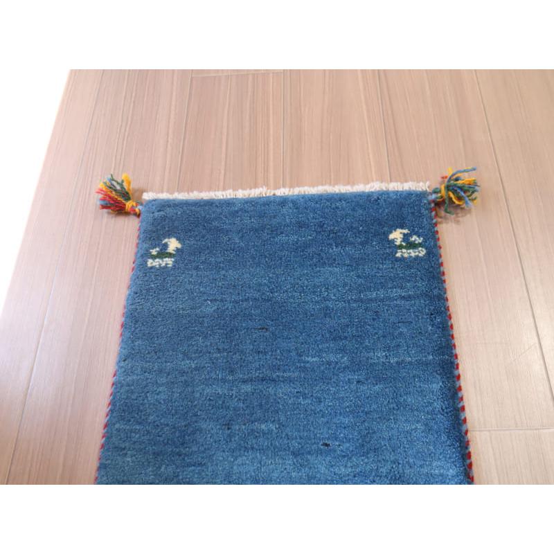 ギャッベ　細長ランナー ブルー 118x42cm 無地　シンプル |  | 02