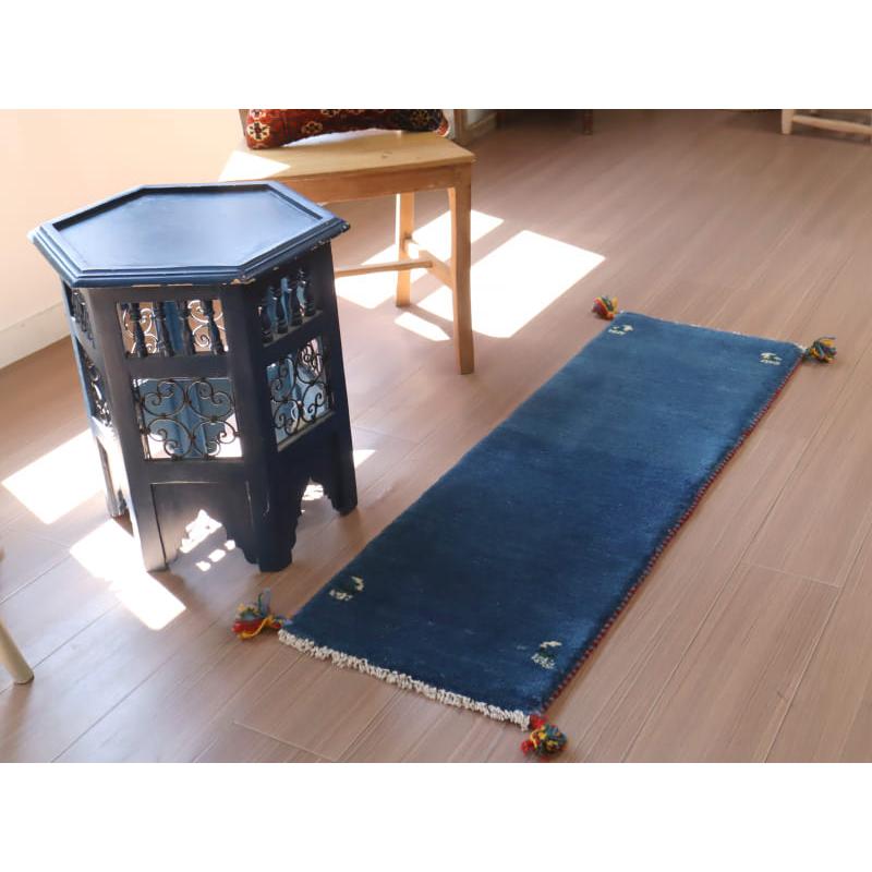 ギャッベ　細長ランナー ブルー 118x42cm 無地　シンプル |  | 03