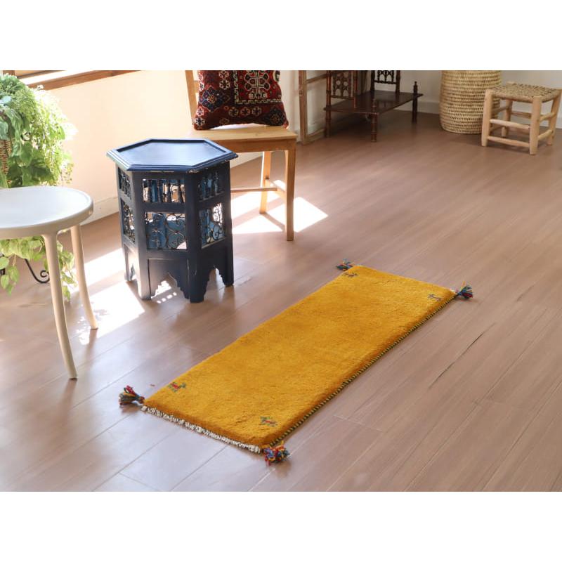 ギャッベ イラン製 ミニランナー 117x42cm イエロー　オレンジ　シンプル　無地 |  | 01