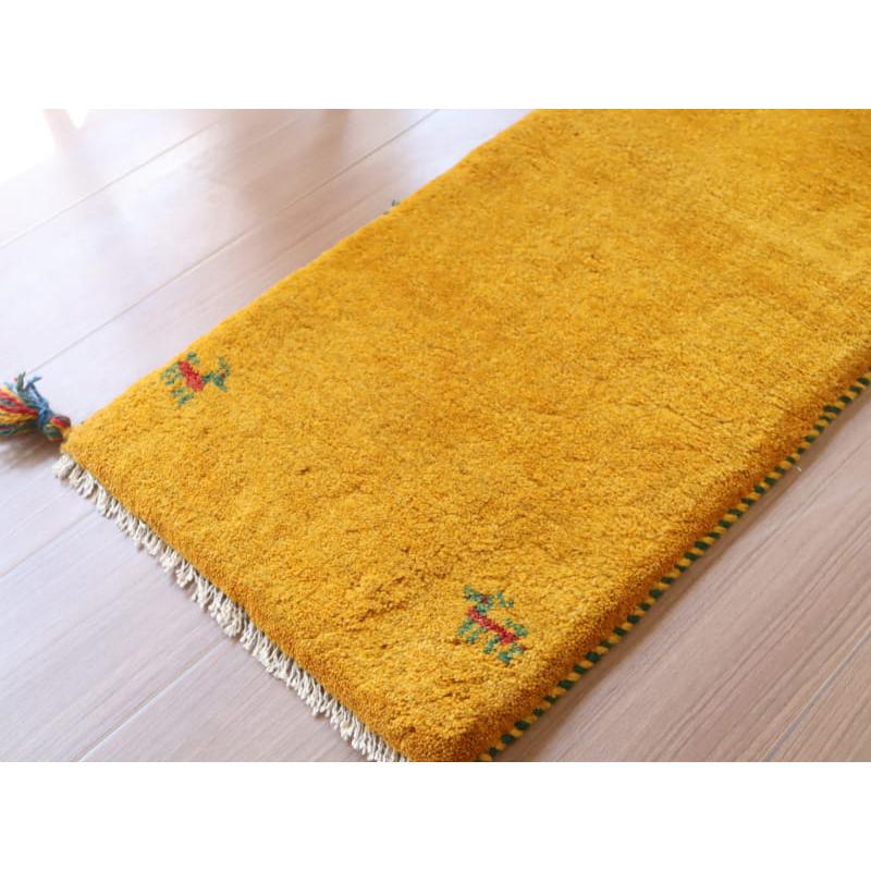 ギャッベ イラン製 ミニランナー 117x42cm イエロー　オレンジ　シンプル　無地 |  | 03