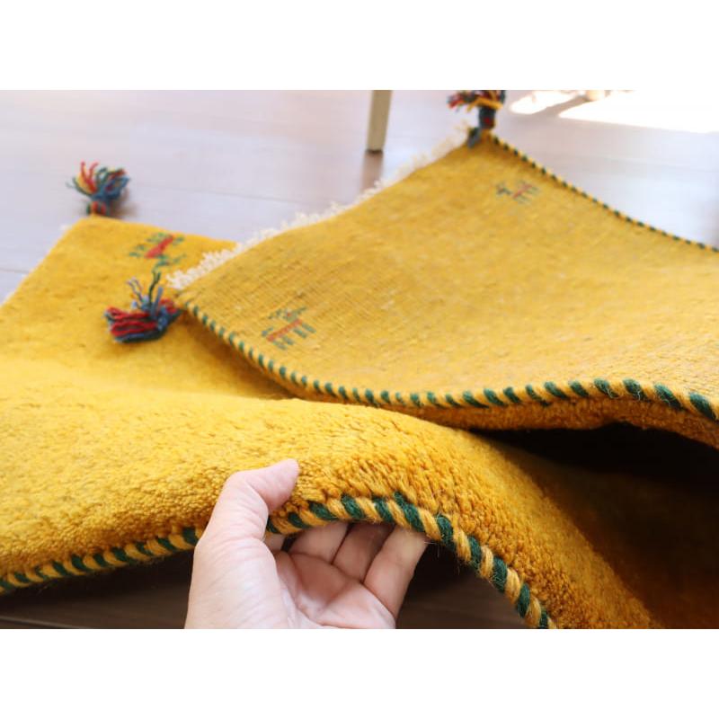 ギャッベ イラン製 ミニランナー 117x42cm イエロー　オレンジ　シンプル　無地 |  | 06