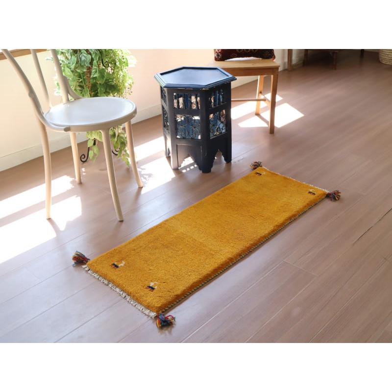 ギャッベ ふかふかの織り ミニランナー 115x44cm イエロー　オレンジ　シンプル　無地 |  | 01