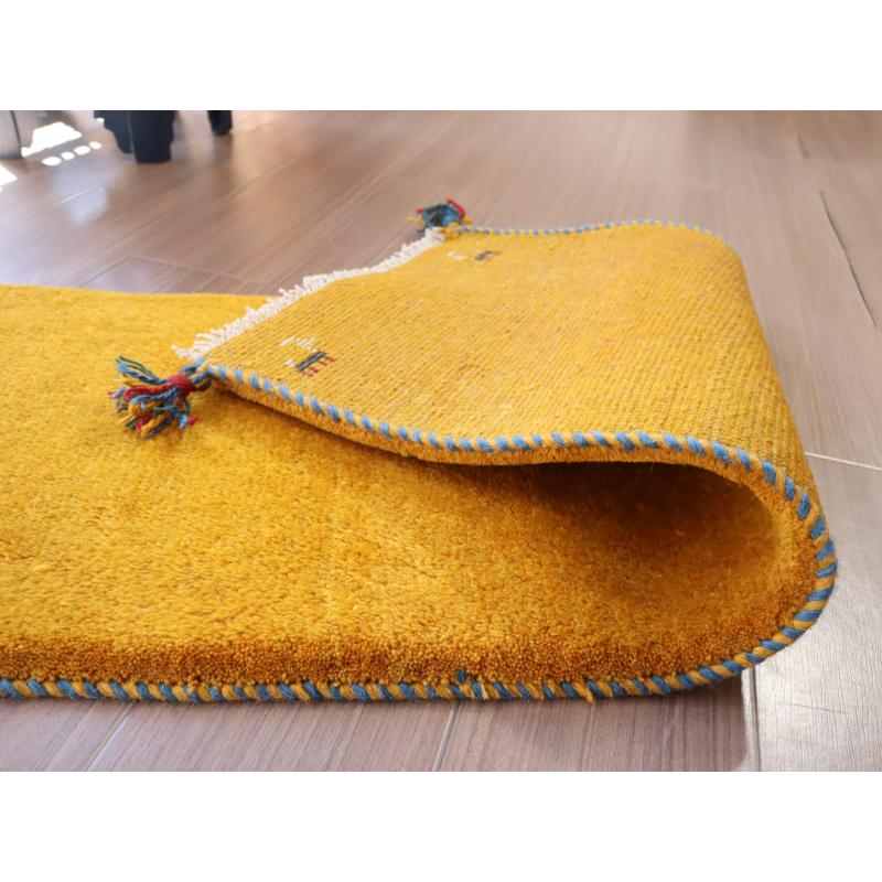 ギャッベ ふかふかの織り ミニランナー 115x44cm イエロー　オレンジ　シンプル　無地 |  | 04