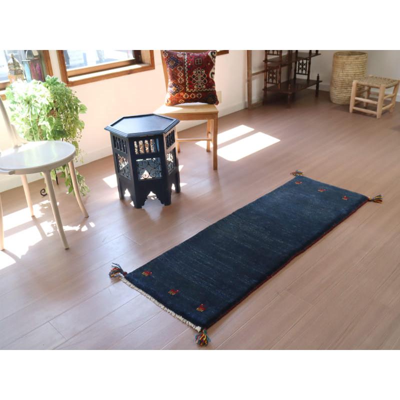 ギャッベ ふかふかの織り  148x53cm ネイビーブルー　シンプル　無地 |  | 01