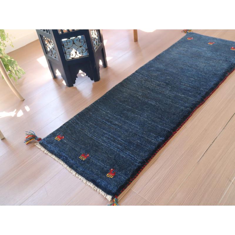 ギャッベ ふかふかの織り  148x53cm ネイビーブルー　シンプル　無地 |  | 03