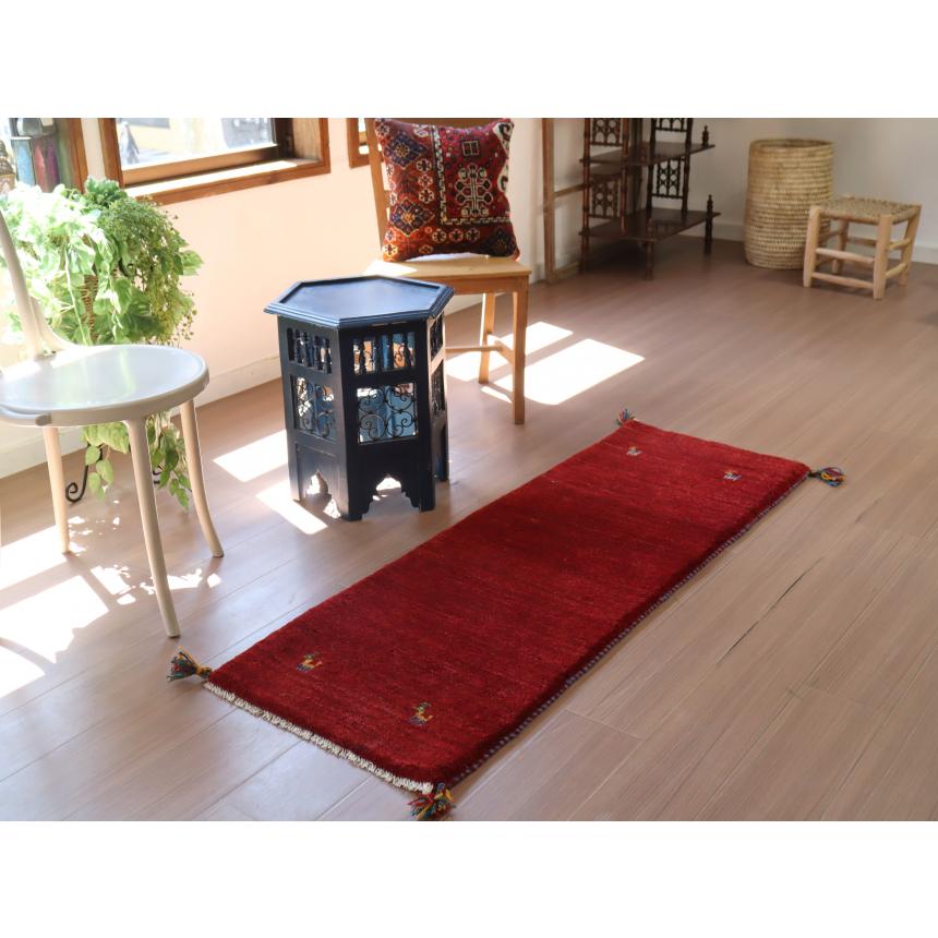 ギャッベ レッド　細長ランナー 145×55cm イラン産　無地　シンプル |  | 01