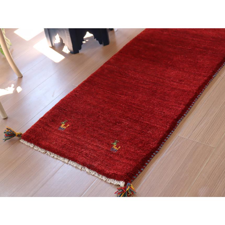 ギャッベ レッド　細長ランナー 145×55cm イラン産　無地　シンプル |  | 03