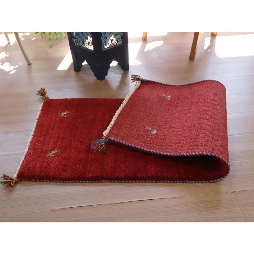 ギャッベ レッド　細長ランナー 145×55cm イラン産　無地　シンプル |  | 05