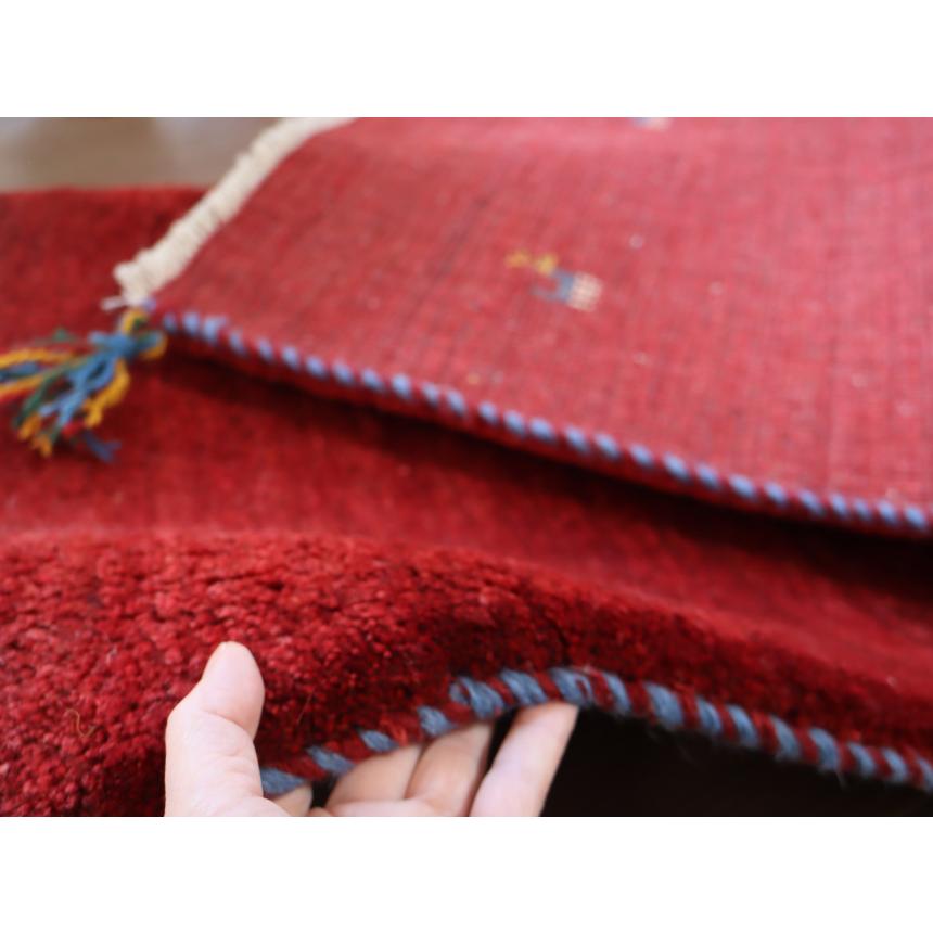 ギャッベ レッド　細長ランナー 145×55cm イラン産　無地　シンプル |  | 06