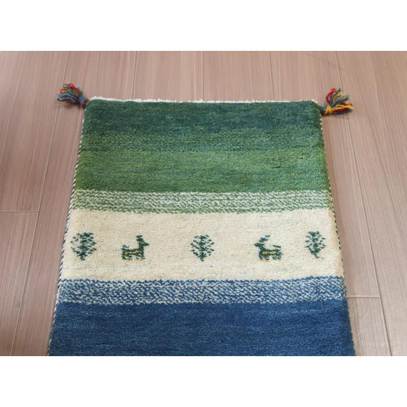 ギャッベ Gabbeh 細長ランナー 148x50cm ブルー＆グリーン |  | 02