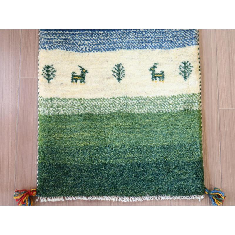 ギャッベ Gabbeh 細長ランナー 148x50cm ブルー＆グリーン |  | 03