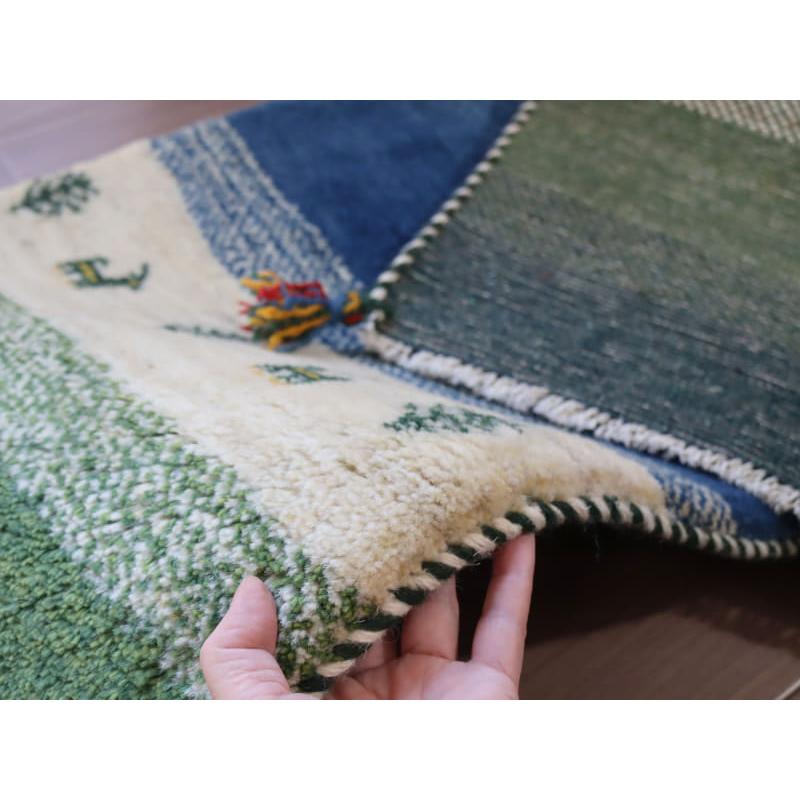 ギャッベ Gabbeh 細長ランナー 148x50cm ブルー＆グリーン |  | 06