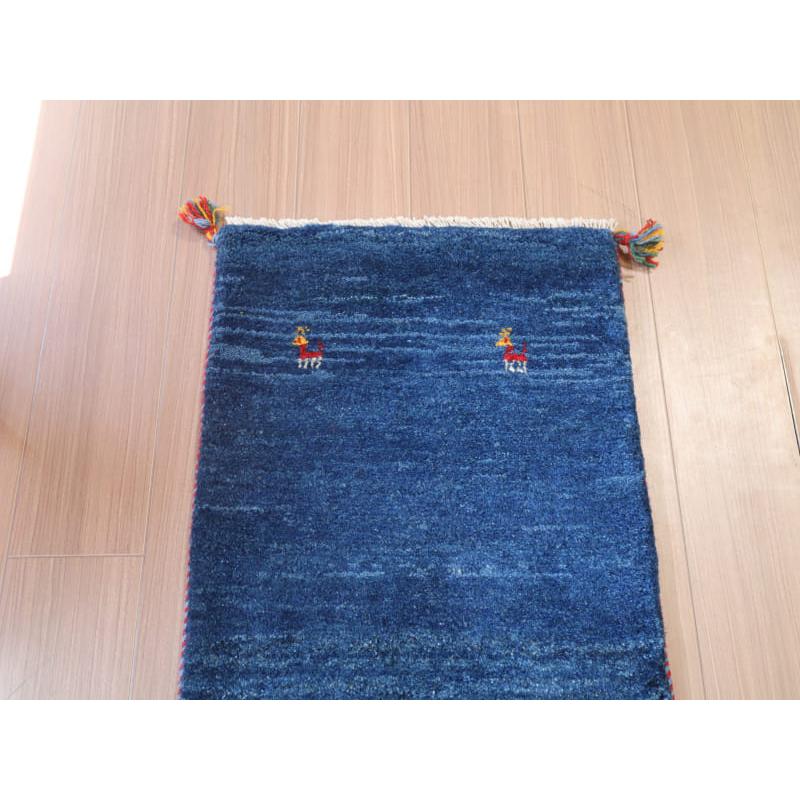 ギャッベ　カシュカイ族の手織りラグ 150x52cm ネイビーブルー　シンプル　無地 |  | 02