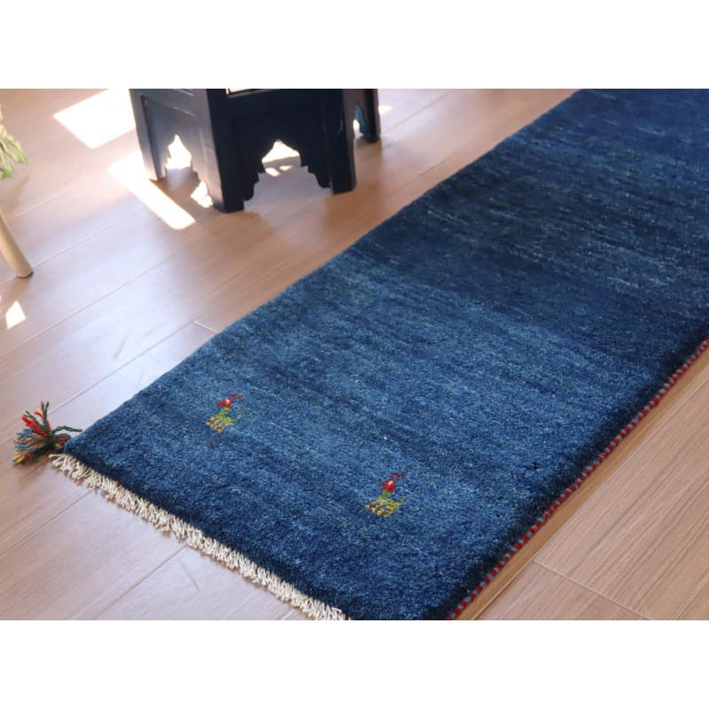 ギャッベ　カシュカイ族の手織りラグ 150x52cm ネイビーブルー　シンプル　無地 |  | 03