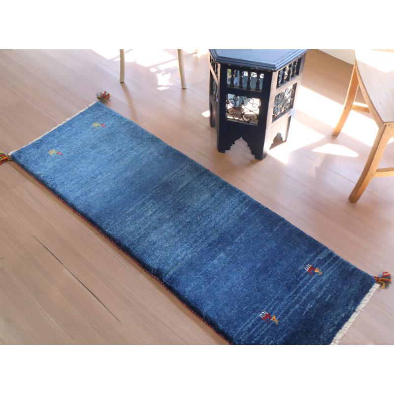 ギャッベ　カシュカイ族の手織りラグ 150x52cm ネイビーブルー　シンプル　無地 |  | 04